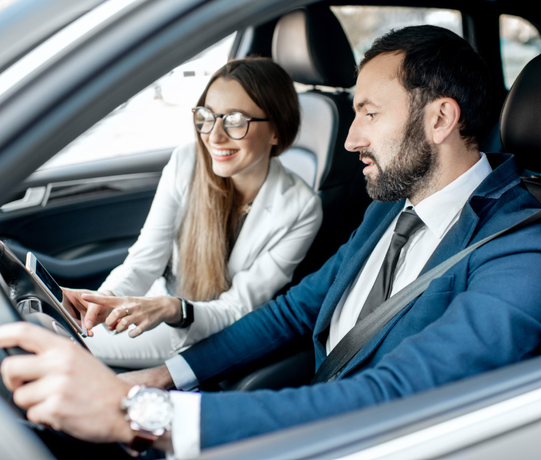 A man and a Woman in a car